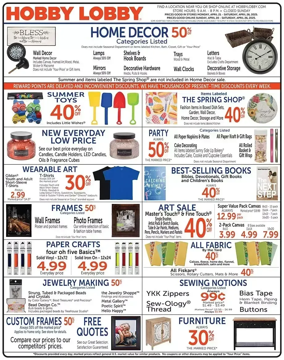 Hobby Lobby weekly ad page 1