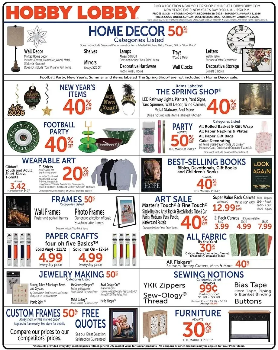 Hobby Lobby weekly ad page 1