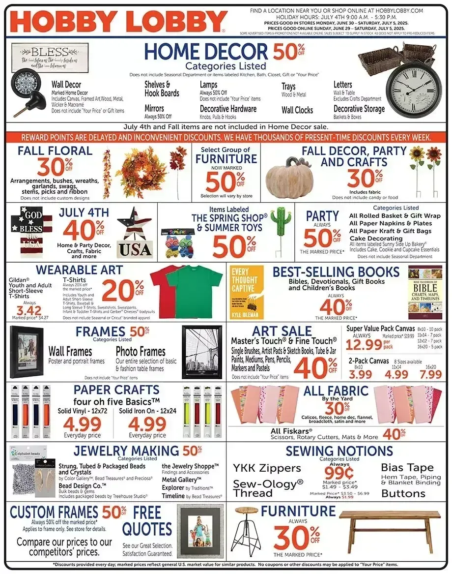 Hobby Lobby weekly ad page 1