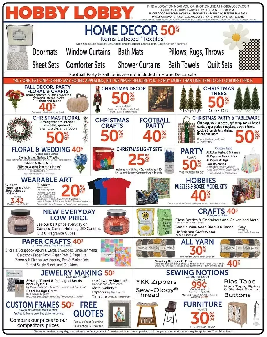 Hobby Lobby weekly ad page 1