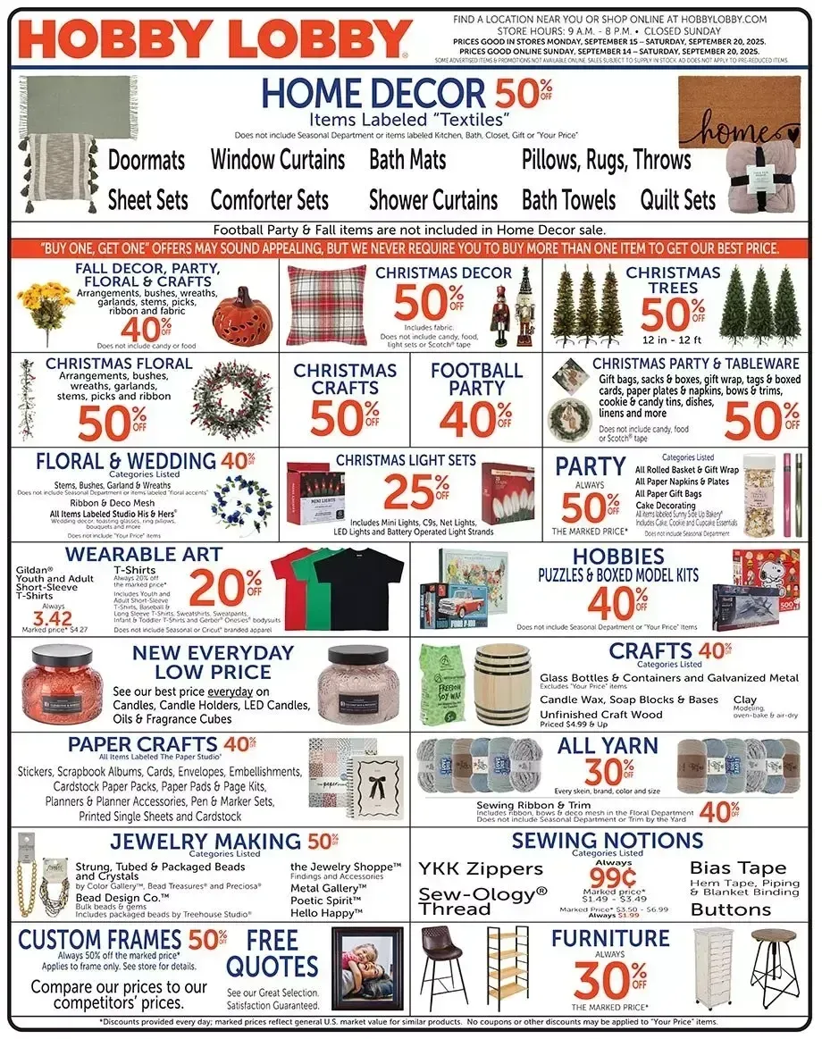 Hobby Lobby weekly ad page 1