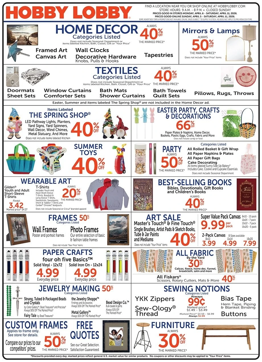 Hobby Lobby weekly ad page 1