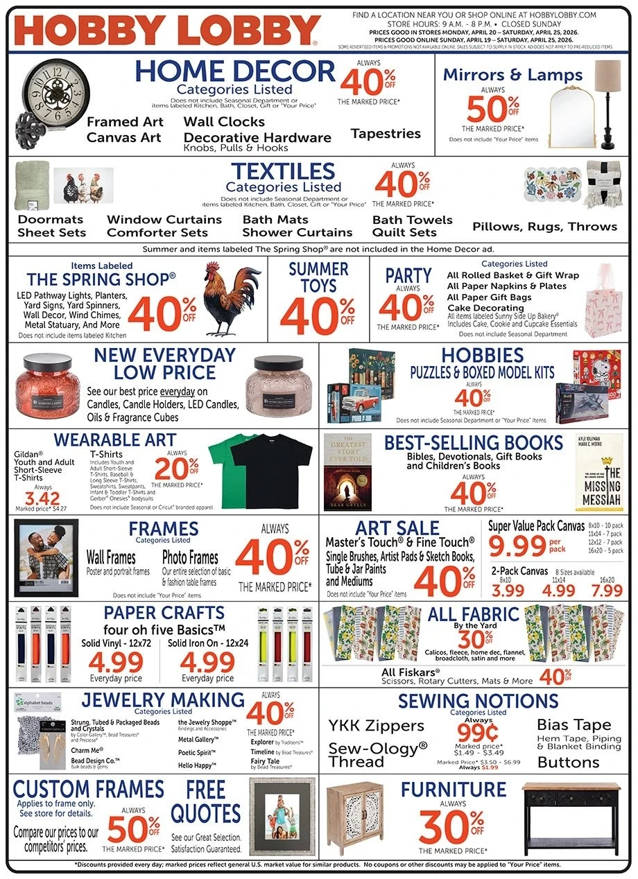 Hobby Lobby weekly ad page 1