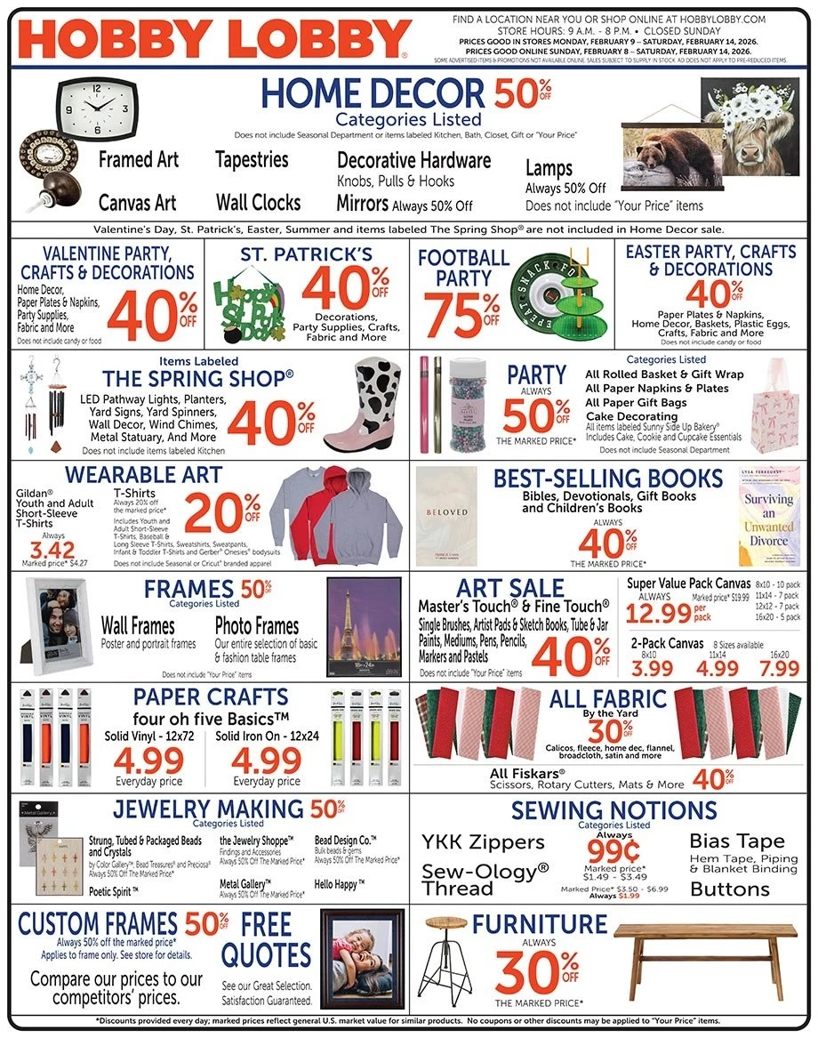 Hobby Lobby weekly ad page 1