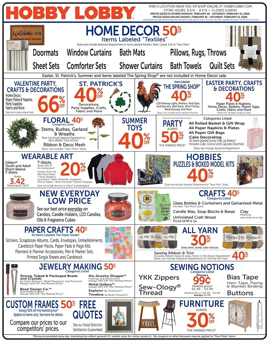 Hobby Lobby weekly ad page 1