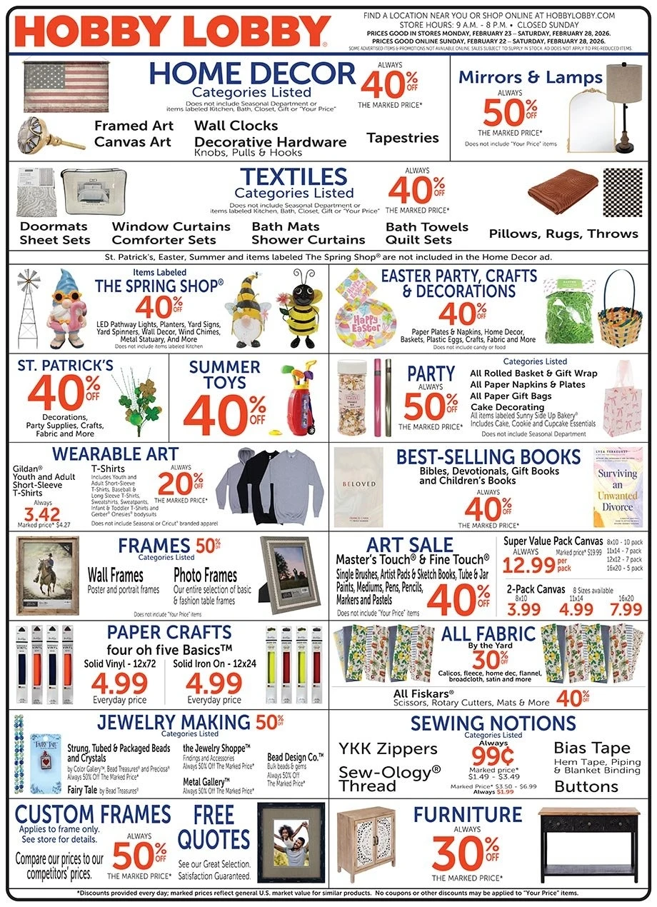 Hobby Lobby weekly ad page 1
