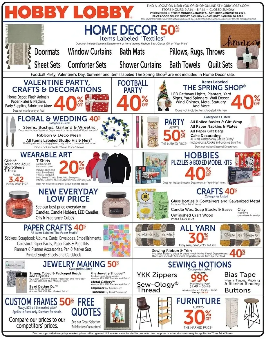 Hobby Lobby weekly ad page 1