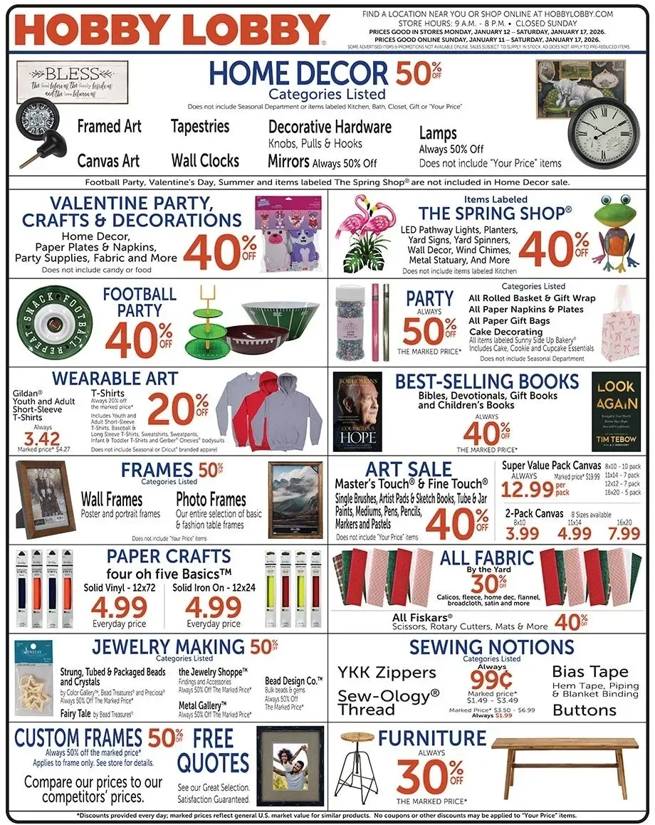 Hobby Lobby weekly ad page 1