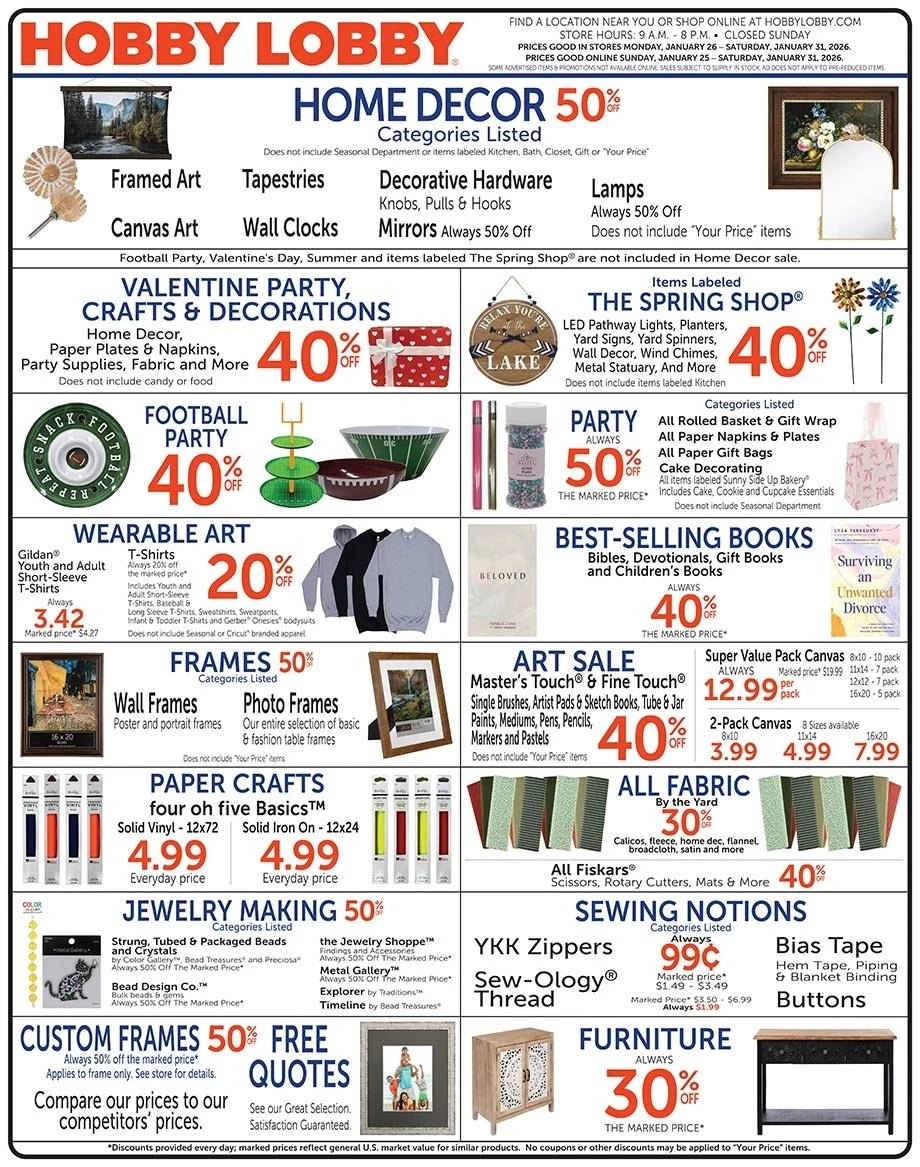 Hobby Lobby weekly ad page 1