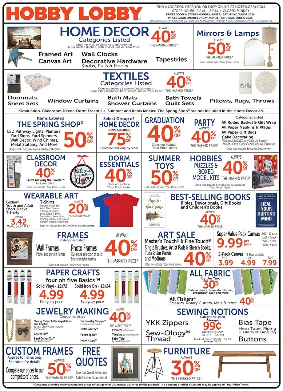 Hobby Lobby weekly ad page 1