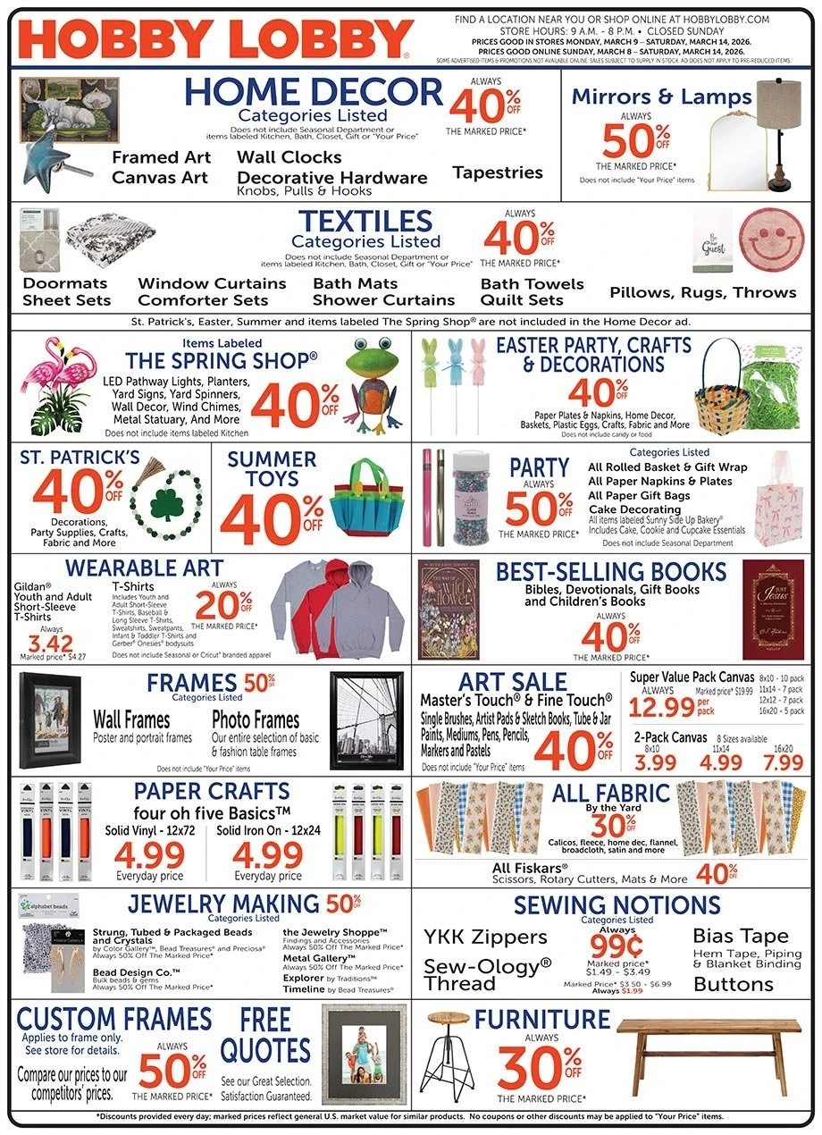 Hobby Lobby weekly ad page 1