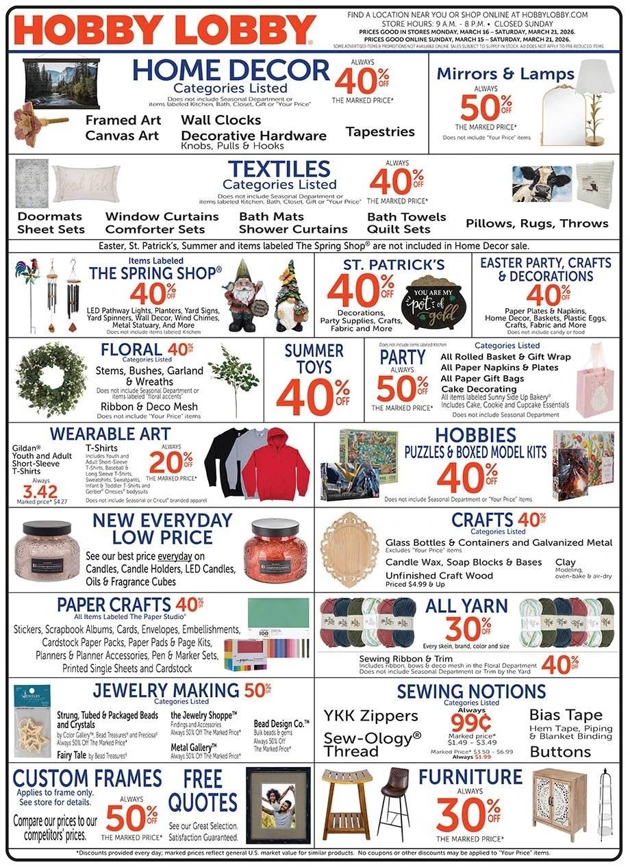 Hobby Lobby weekly ad page 1