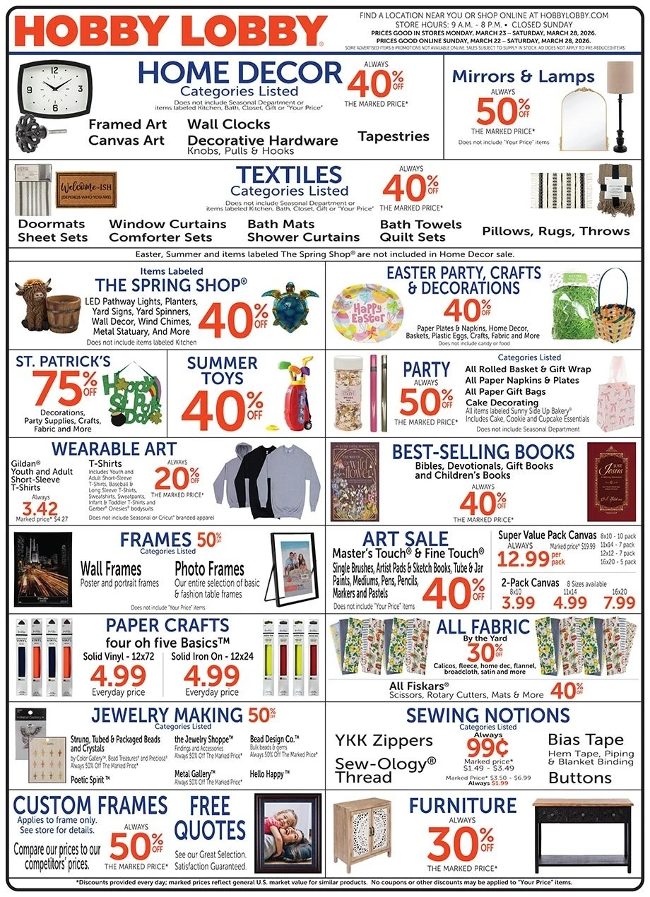 Hobby Lobby weekly ad page 1