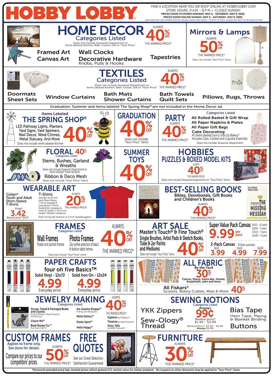 Hobby Lobby weekly ad page 1