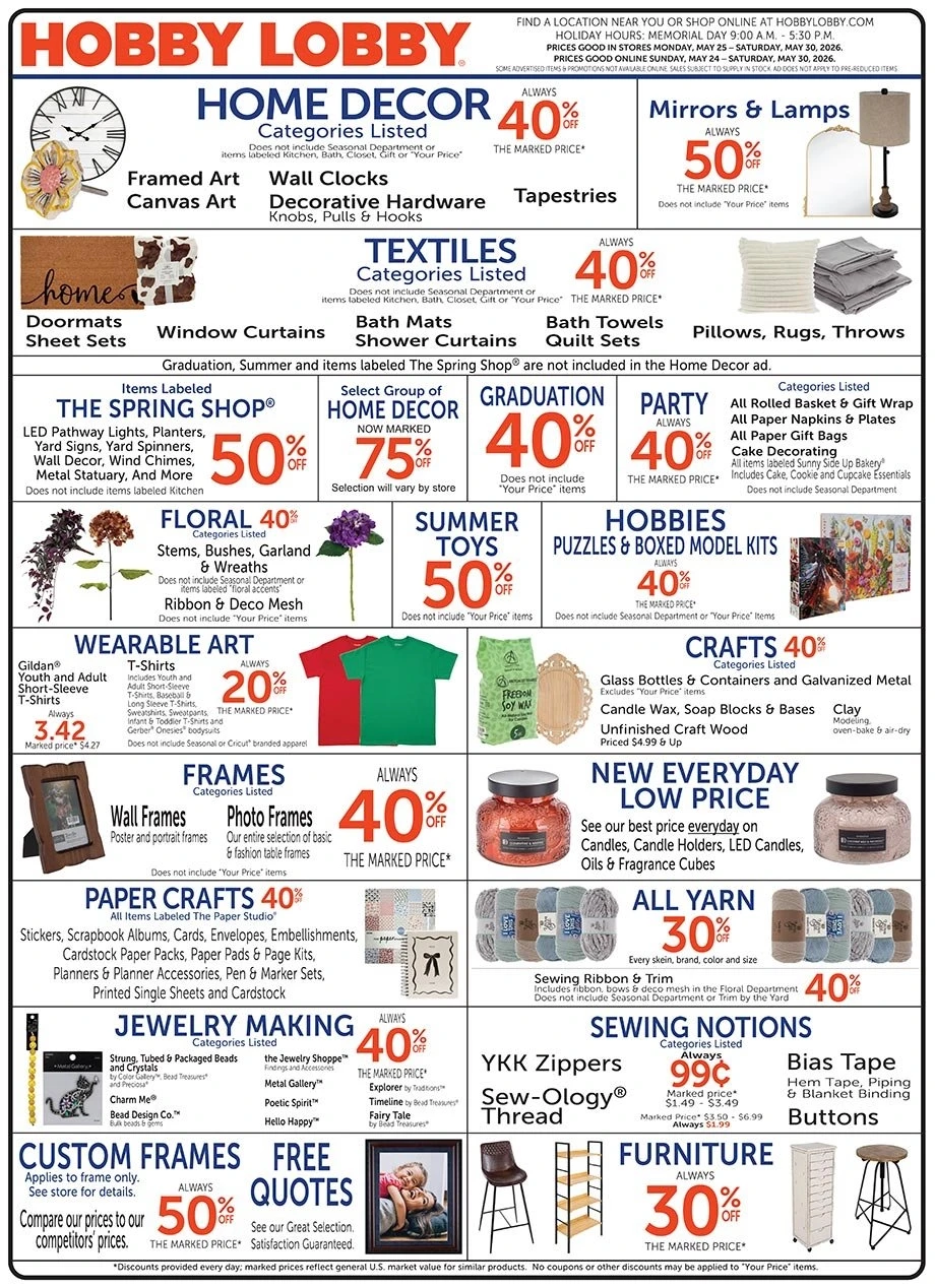Hobby Lobby weekly ad page 1