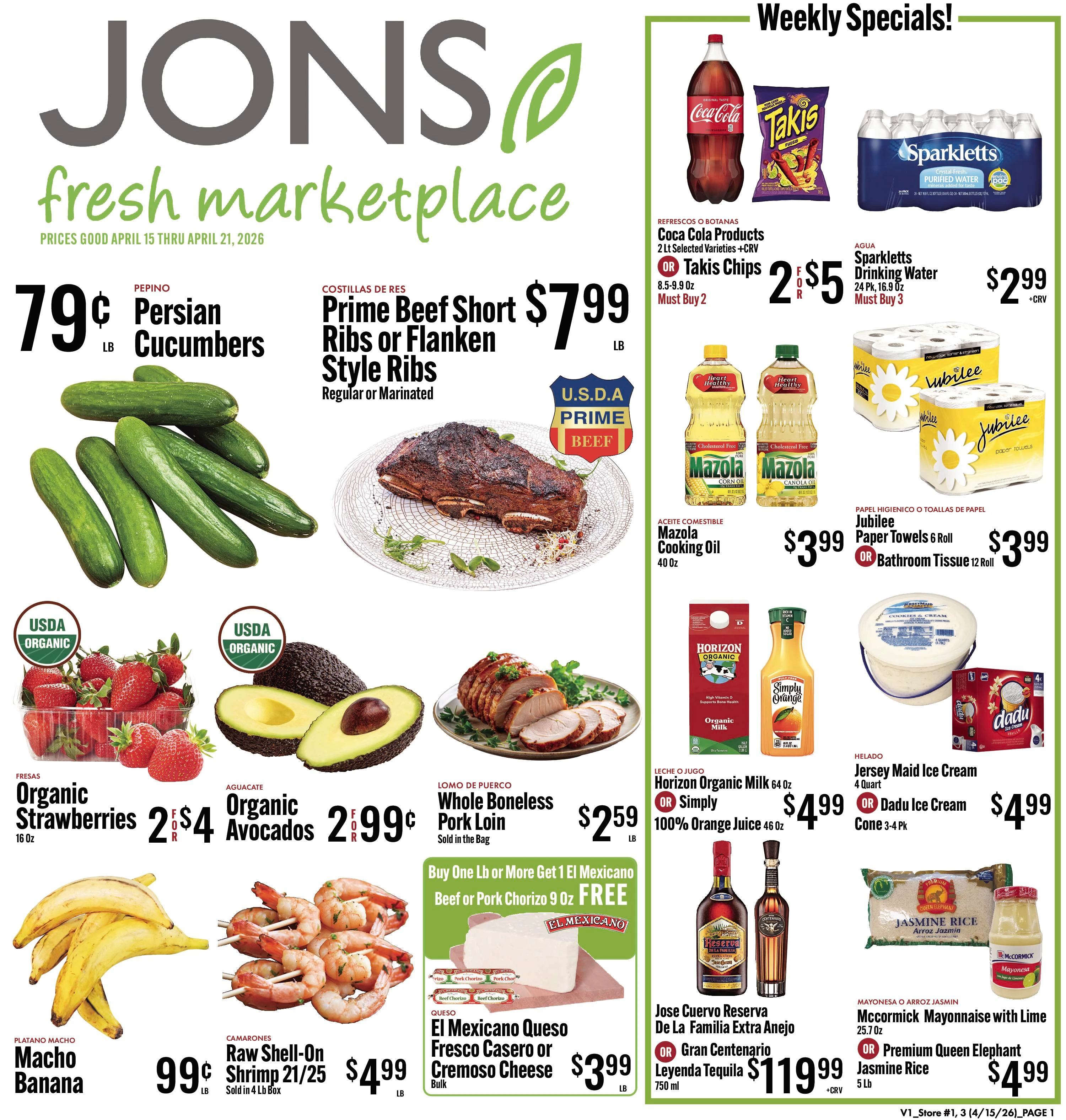 JONS Fresh Marketplace weekly ad page 1