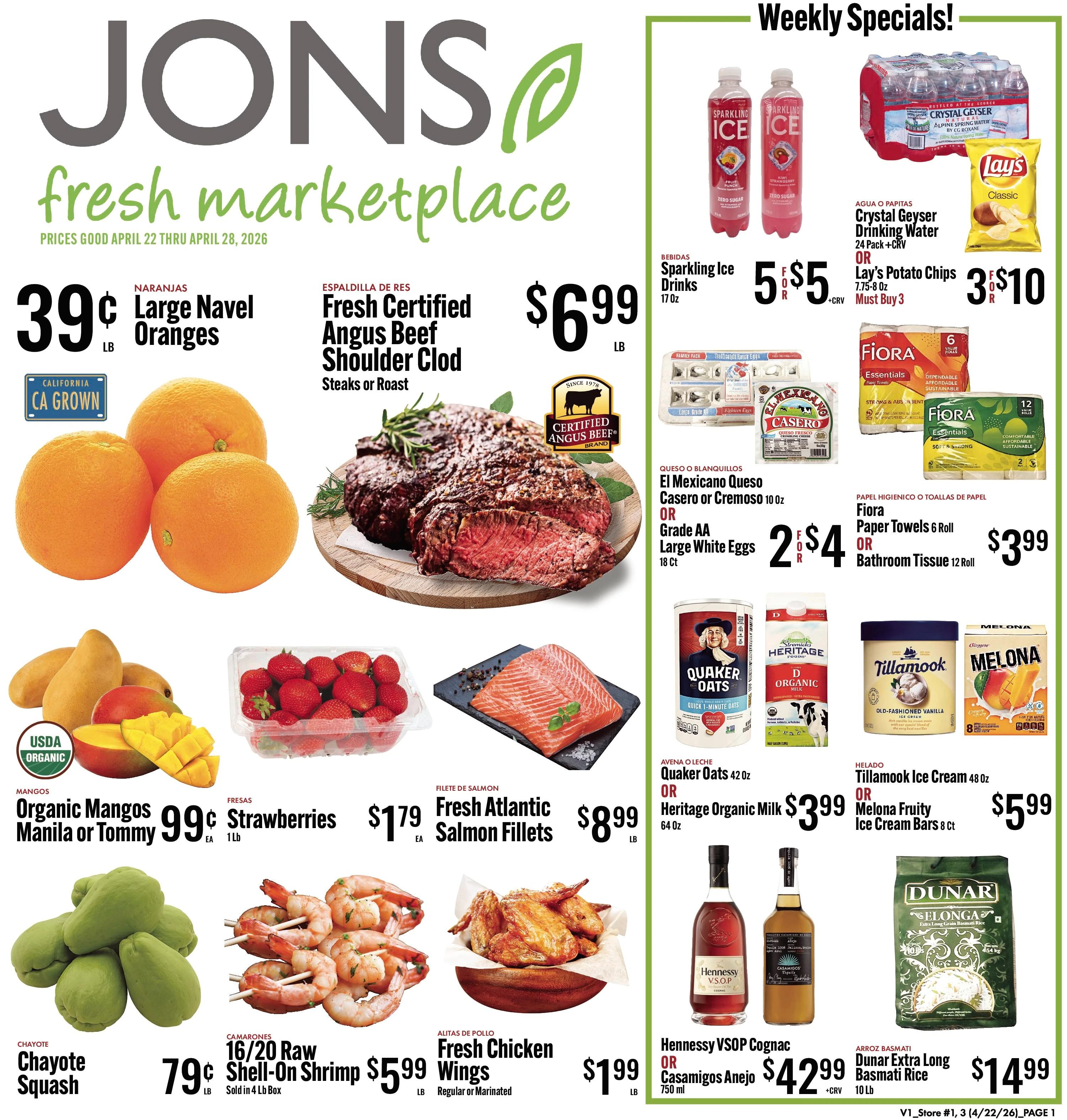 JONS Fresh Marketplace weekly ad page 1