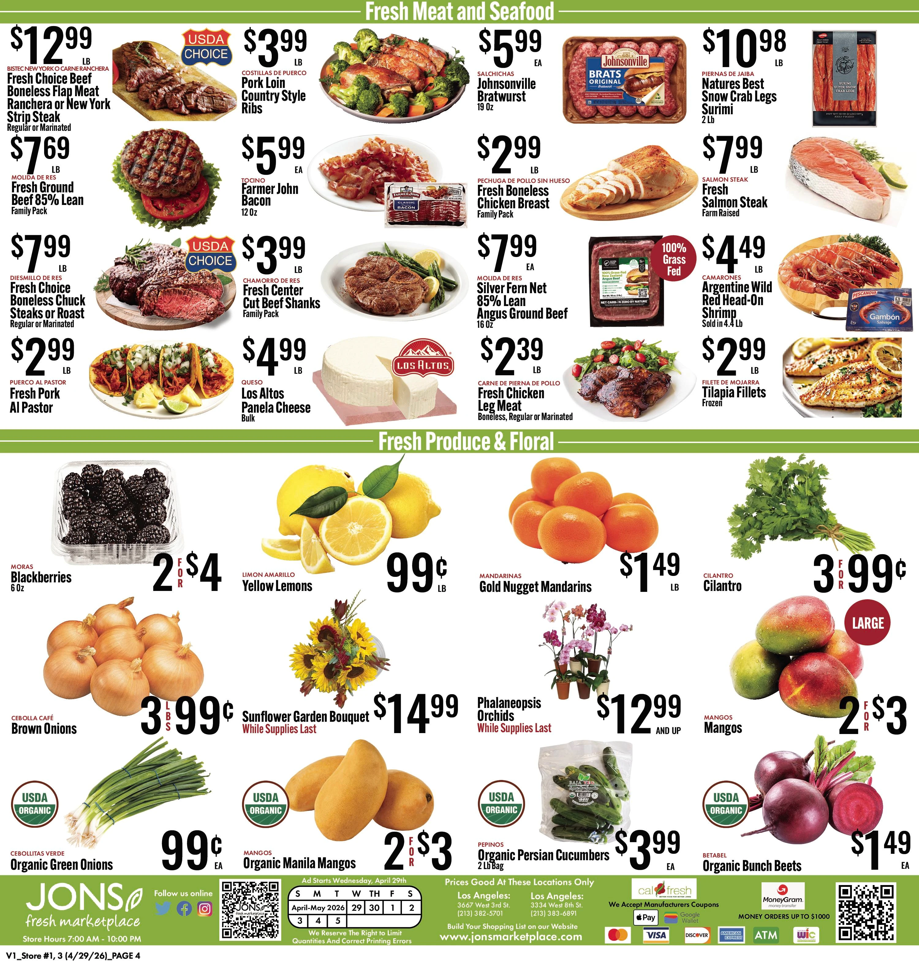 JONS Fresh Marketplace weekly ad page 1