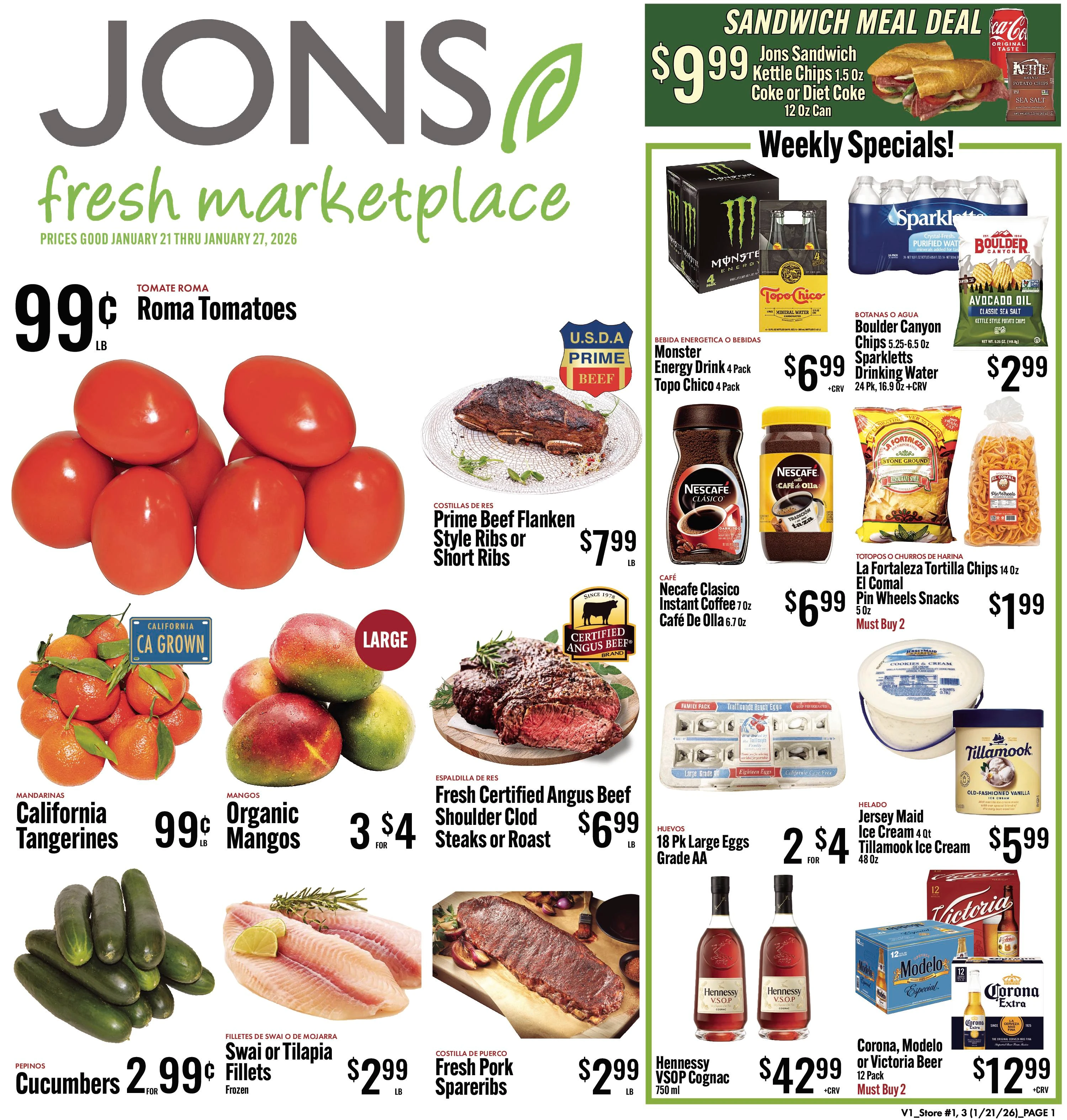 Jons International Marketplace weekly ad page 1