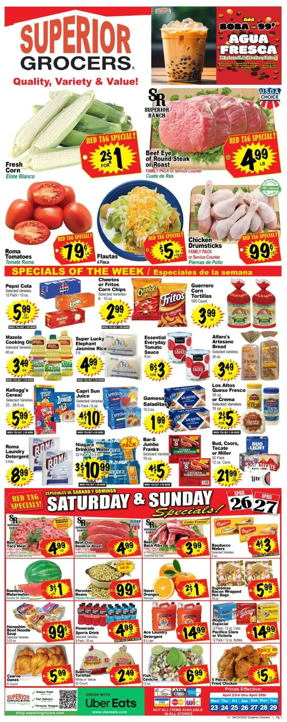 Superior Grocers weekly ad page 1