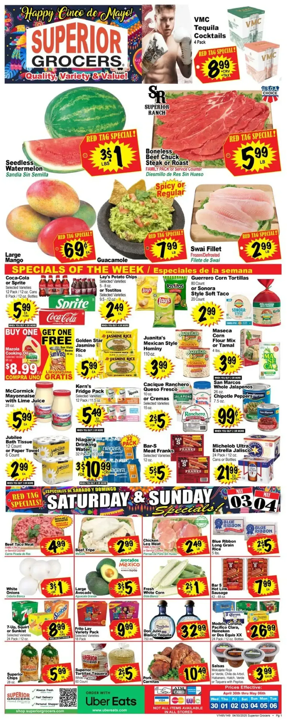Superior Grocers weekly ad page 1