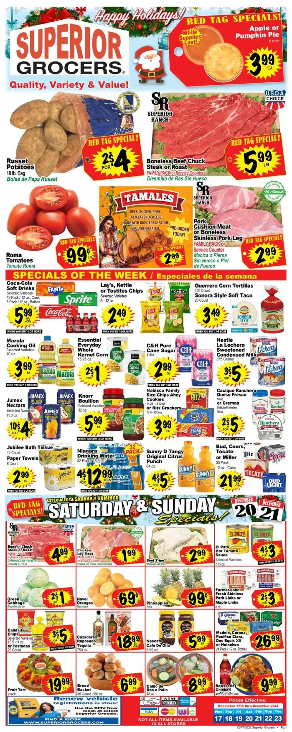 Superior Grocers weekly ad page 1