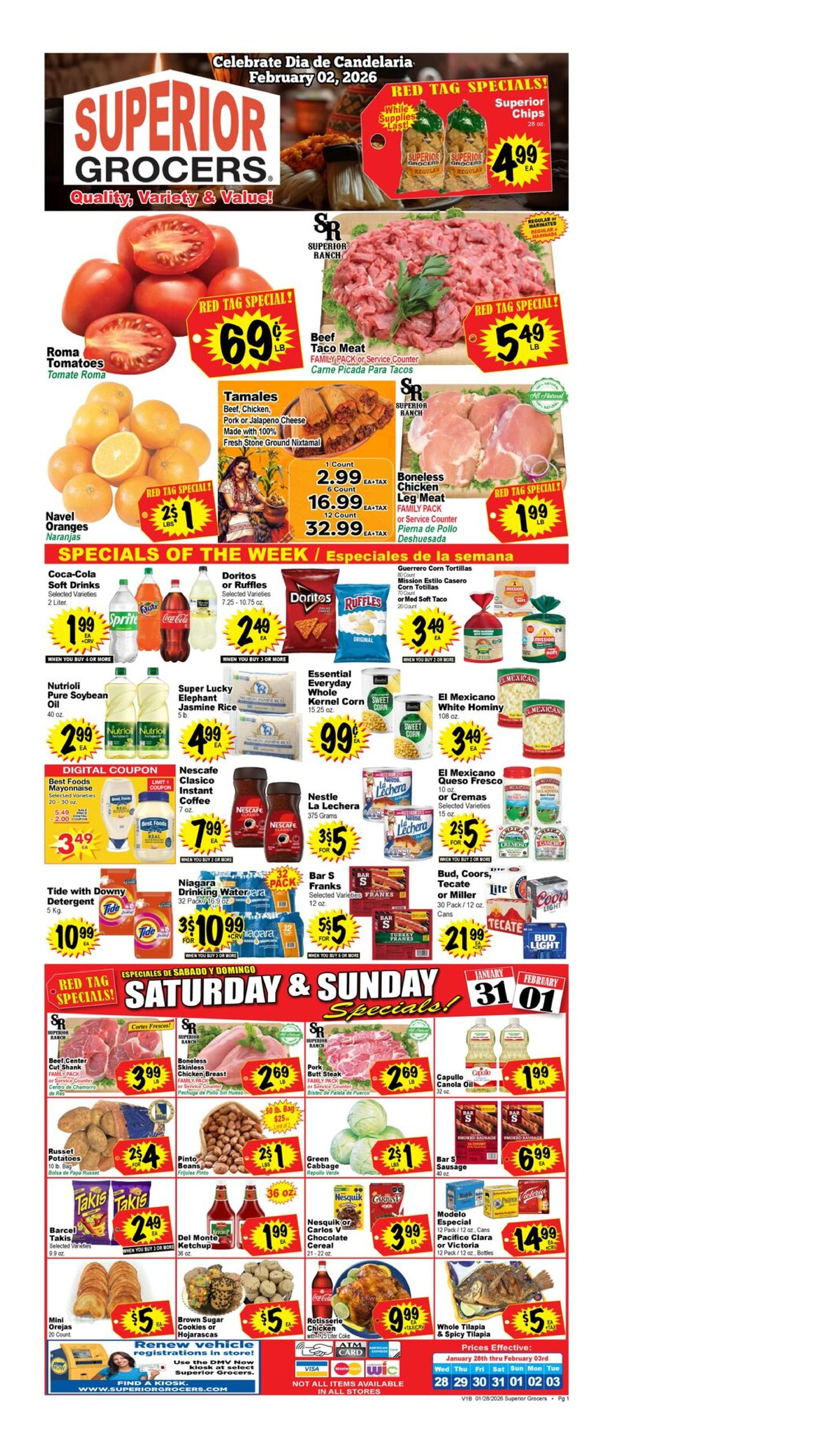 Superior Grocers weekly ad page 1
