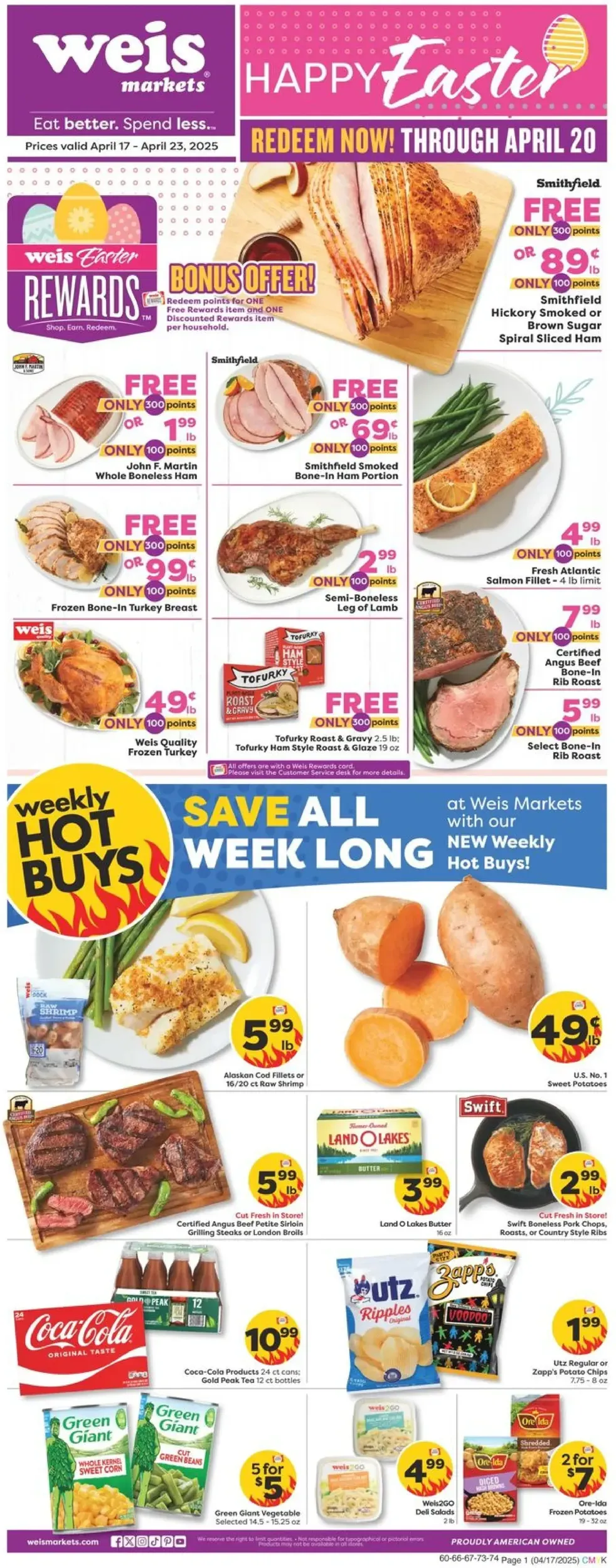 Weis Markets weekly ad page 1