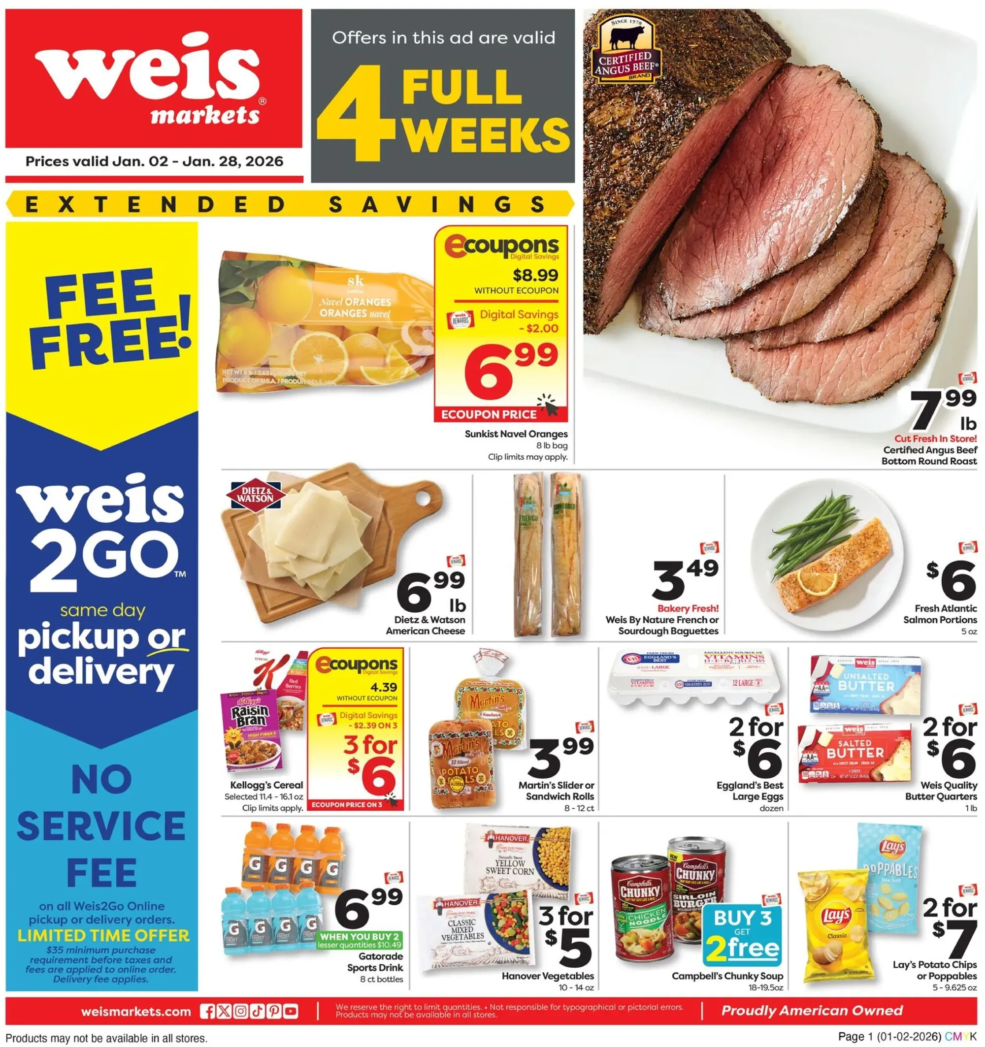 Weis Markets weekly ad page 1